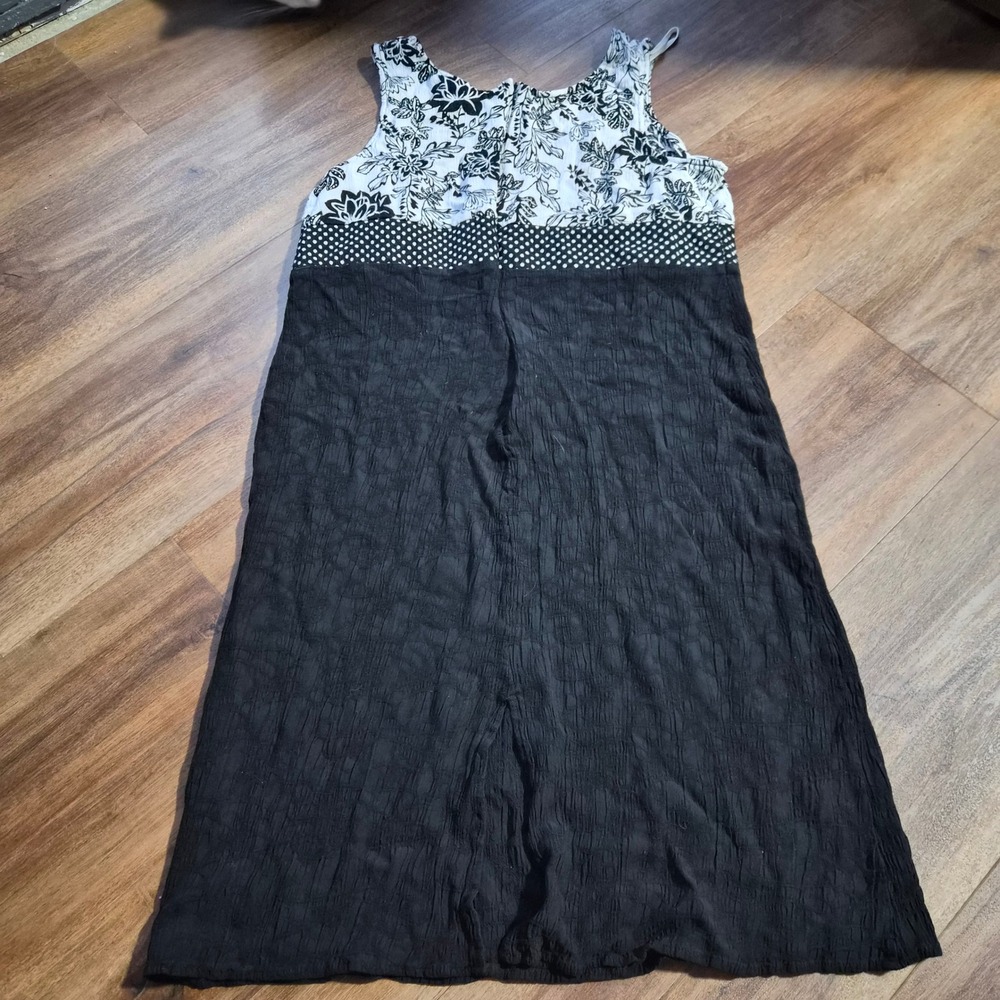 Studio 1940 Womens Mixed Print Crinkle Rayon Midi Dress Black White Floral 18/20 - Picture 6 of 10